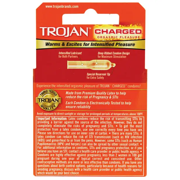 Trojan Intensified Charged Condoms, Box of 3