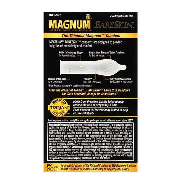 Trojan Magnum Bareskin Condoms, Box of 10