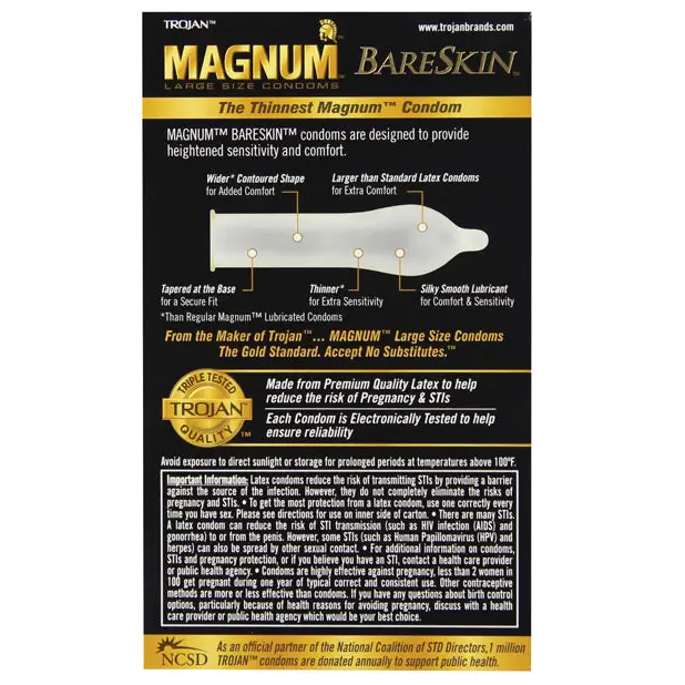 Trojan Magnum Bareskin Condoms, Box of 10