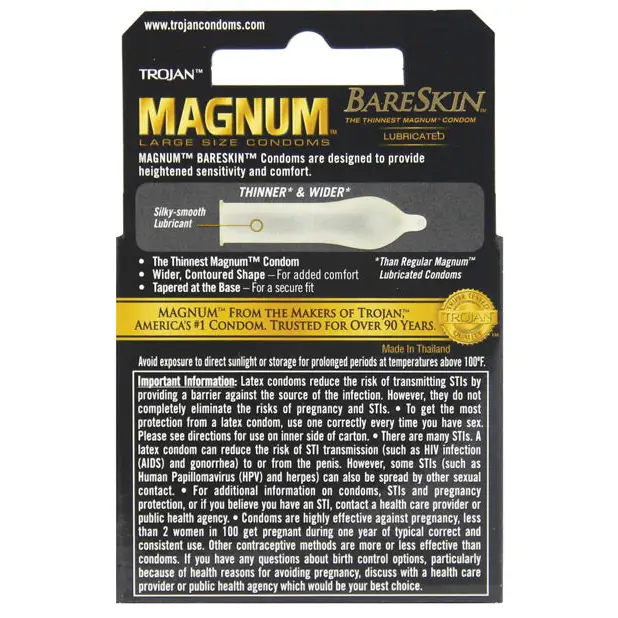 Trojan Magnum Bareskin Condoms, Pack of 3