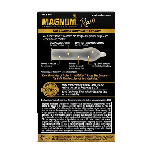 Trojan Magnum Raw Condoms, Pack of 10