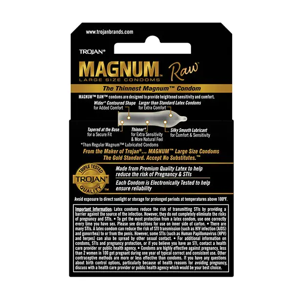 Trojan Magnum Raw Condoms, Pack of 3