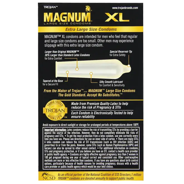 Trojan Magnum XL Lubricated Condom - Box of 12 - Condoms