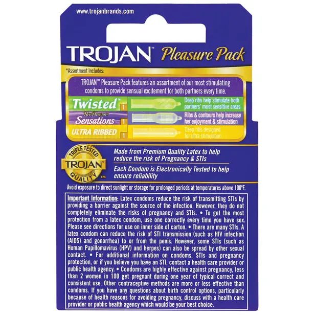 Trojan Pleasure Pack Condoms - Box of 3 - Condoms