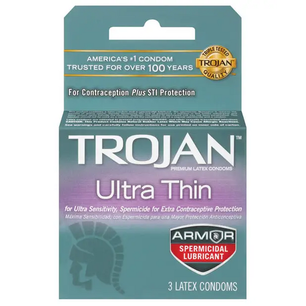 Trojan Ultra Thin Armor Spermicidal, Box of 3
