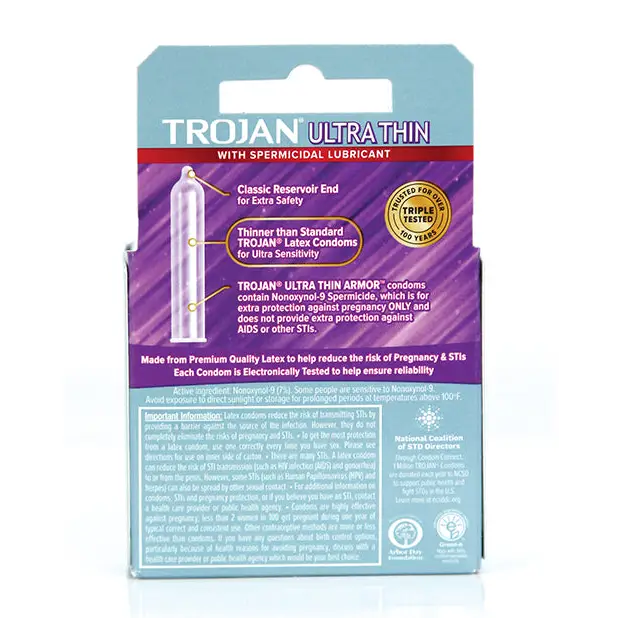Trojan Ultra Thin Armor Spermicidal, Box of 3