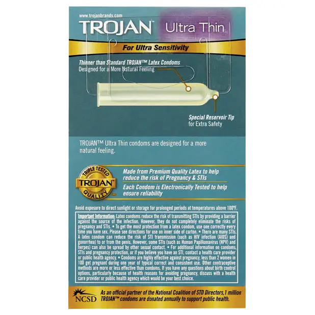 Trojan Ultra Thin Condoms - Box of 12 - Condoms