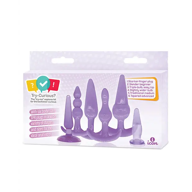 Try-Curious Anal Plug Kit, Purple
