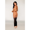 Two-Tone Ombre Seamless Zebra Knit Bodystocking Gown - Copper/Black O/S - Lingerie - Packaged