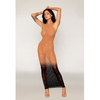 Two-Tone Ombre Seamless Zebra Knit Bodystocking Gown - Copper/Black O/S - Lingerie - Packaged