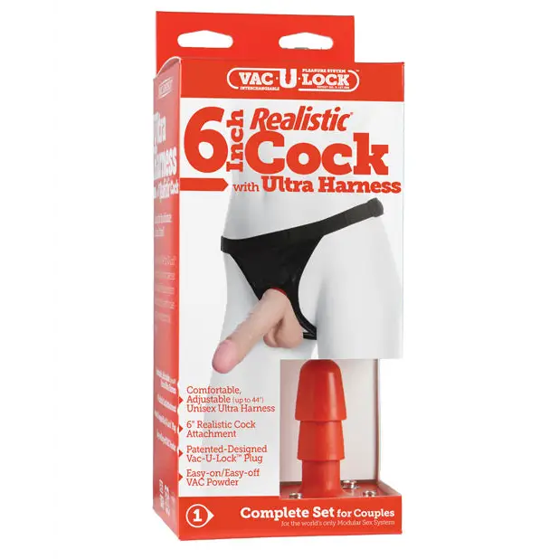 Ultra Harness 2 Set 2 w/7’’ Realistic Dong & Powder - Flesh - Strap Ons