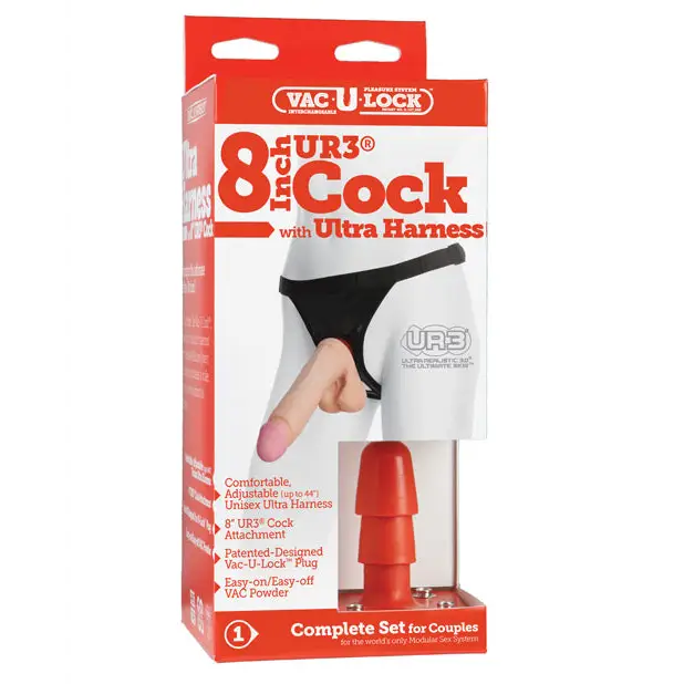Ultra Harness 2 w/8’’ Ultraskyn Cock - White - Strap Ons