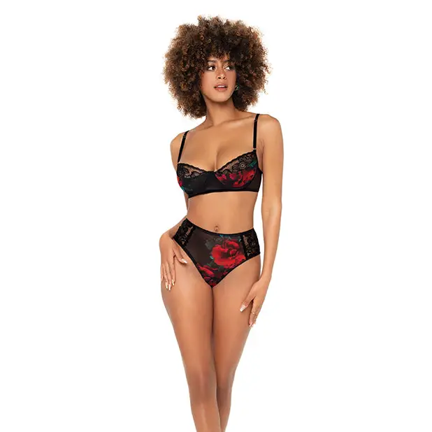 Underwire Bra Top & High Waisted Bottom Black L/XL - Lingerie - Packaged
