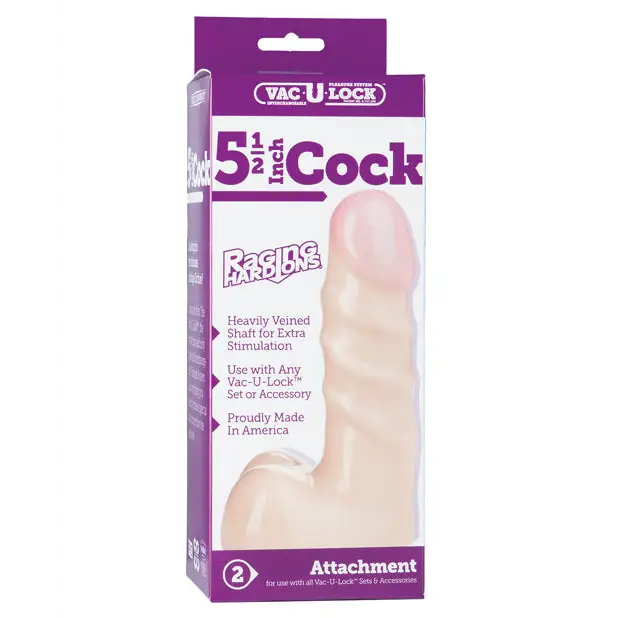Vac-U-Lock 5.5’’ Raging Hard on Realistic Cock - Flesh - Strap Ons