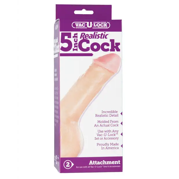 Vac-U-Lock 5’’ Realistic - White - Strap Ons