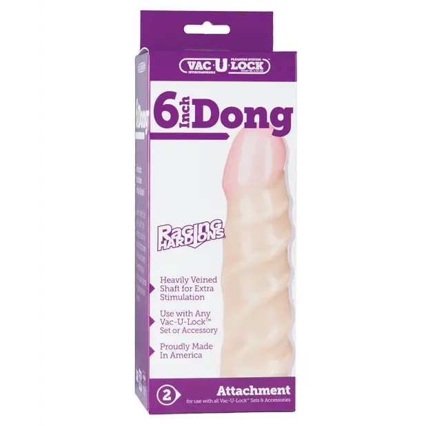 Vac-U-Lock 6’’ Raging Hard On Realistic Dong - White - Strap Ons