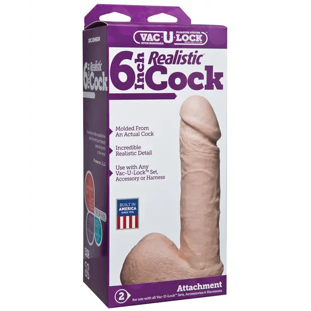 Vac-U-Lock 6’’ Realistic - White - Strap Ons