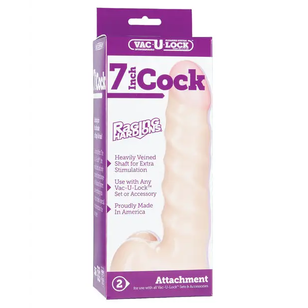Vac-U-Lock 7’’ Raging Hard on Realistic Cock - White - Strap Ons