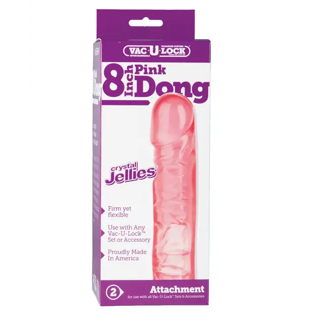 Vac-U-Lock 8’’ Crystal Jellie Pink - Strap Ons
