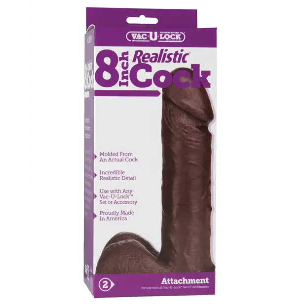 Vac-U-Lock 8’’ Realistic - Black - Strap Ons