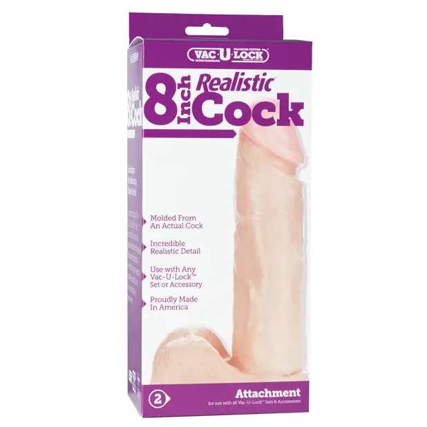 Vac-U-Lock 8’’ Realistic - White - Strap Ons