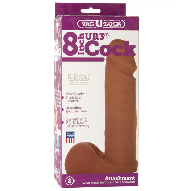 Vac-U-Lock 8’’ Ultraskyn Cock Attch. - Brown - Strap Ons