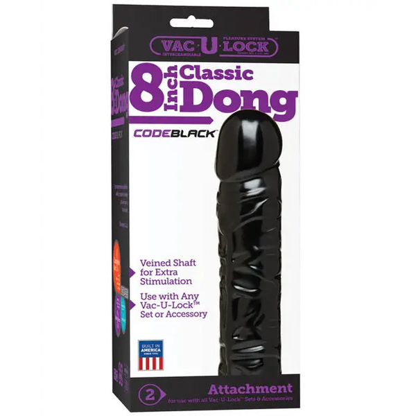 Vac-U-Lock Code Black 8’’ Classic Dong - Dongs & Dildos