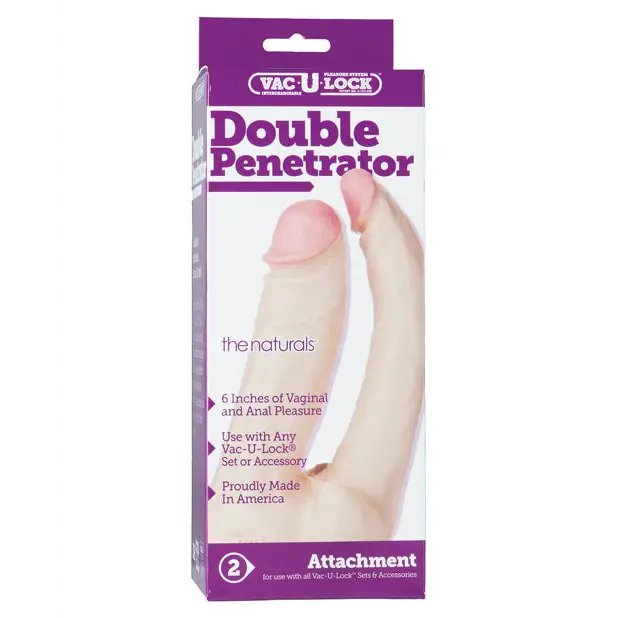 Vac-U-Lock Double Penetrator - White - Strap Ons