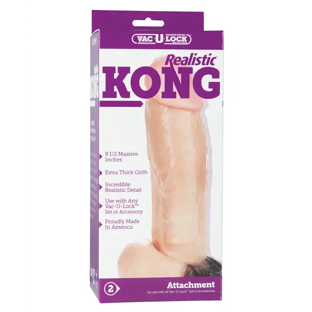 Vac-U-Lock Kong Realistic - White - Strap Ons