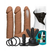 Vac-U-Lock Vibrating Dual Density ULTRASKYN Set w/Wireless Remote - Caramel - Dongs & Dildos