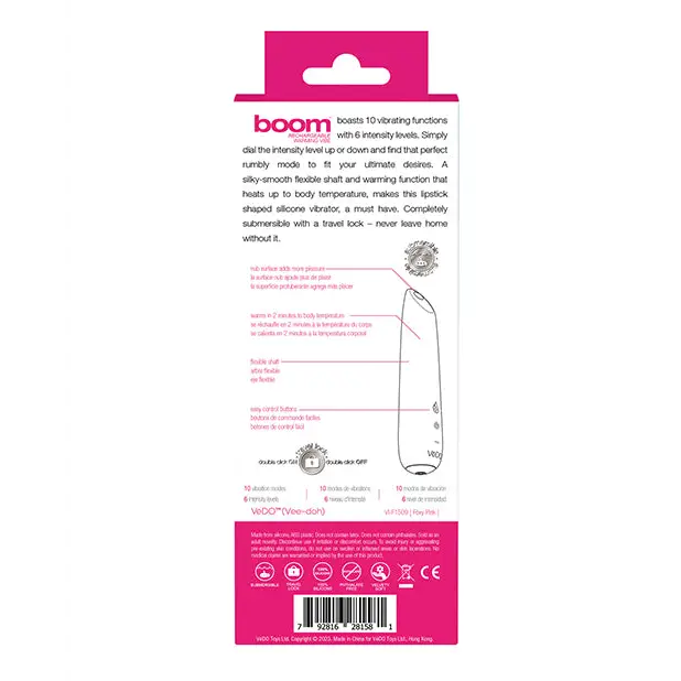 VeDO Boom Rechargeable Ultra Powerful Vibe - Pink - Vibrators