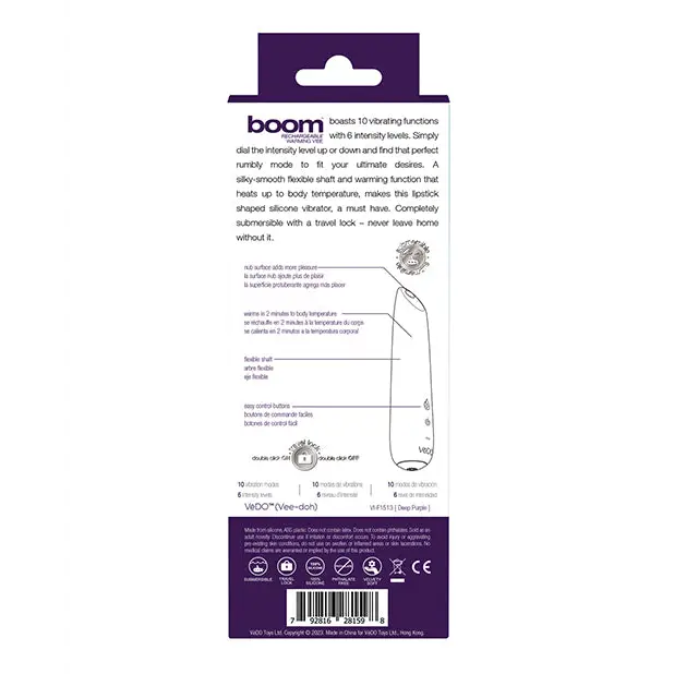 VeDO Boom Rechargeable Ultra Powerful Vibe - Purple - Vibrators