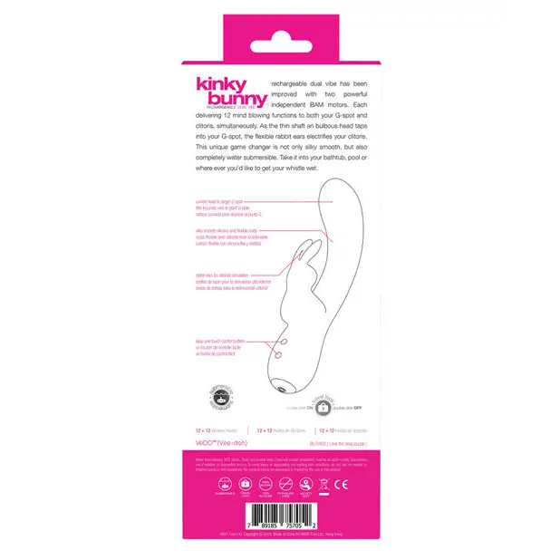 VeDO Kinky Bunny Plus Rechargeable Dual Vibe - Foxy Pink - Vibrators