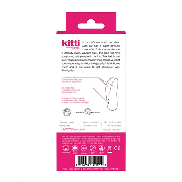 VeDO Kitti Rechargeable Dual Vibe, Foxy Pink
