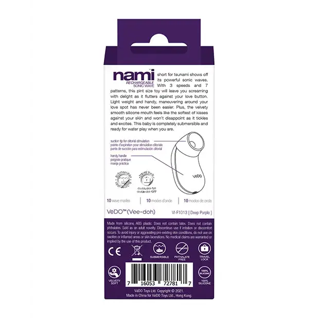 VeDO Nami Rechargeable Sonic Vibe - Deep Purple - Stimulators