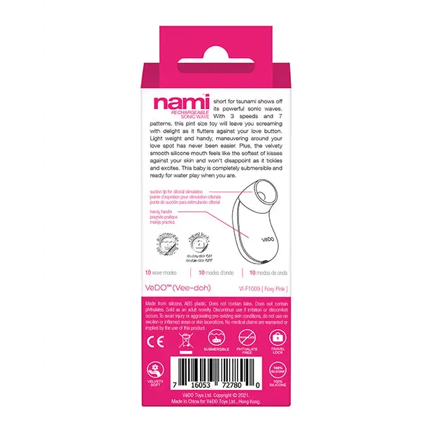 VeDO Nami Rechargeable Sonic Vibe - Foxy Pink - Stimulators