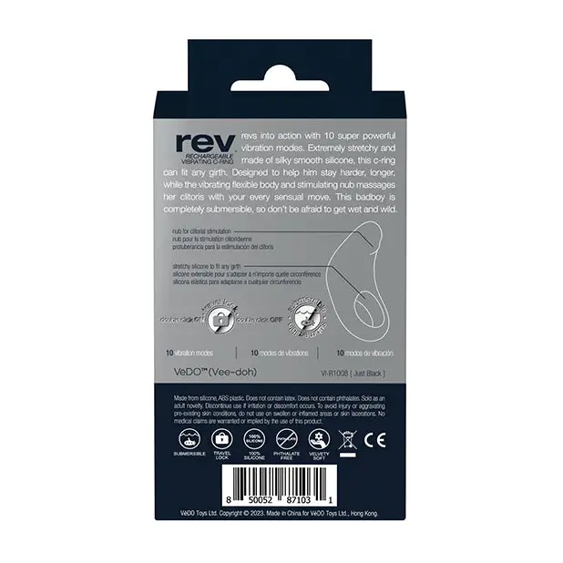 VeDO Rev Rechargeable C Ring - Black - Penis Enhancement