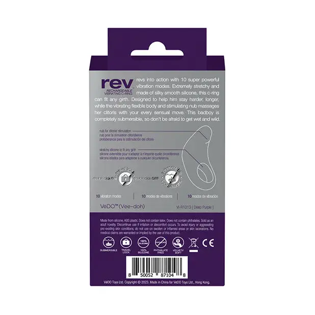 VeDO Rev Rechargeable C Ring - Purple - Penis Enhancement