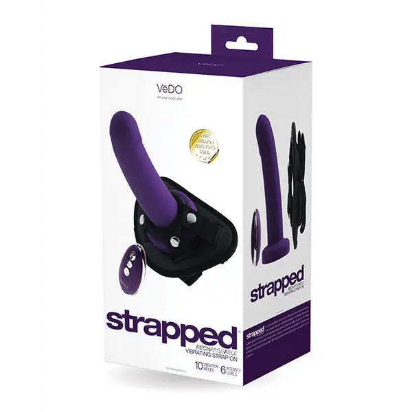 VeDO Strapped Rechargeable Vibrating Strap On, Deep Purple