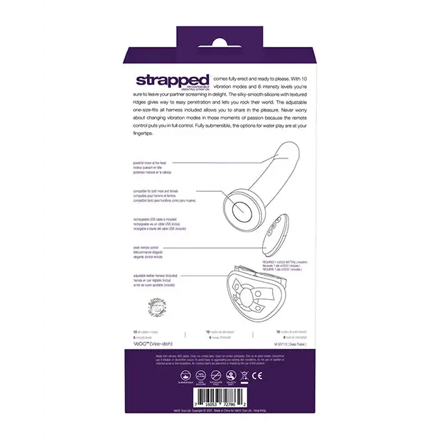 VeDO Strapped Rechargeable Vibrating Strap On, Deep Purple