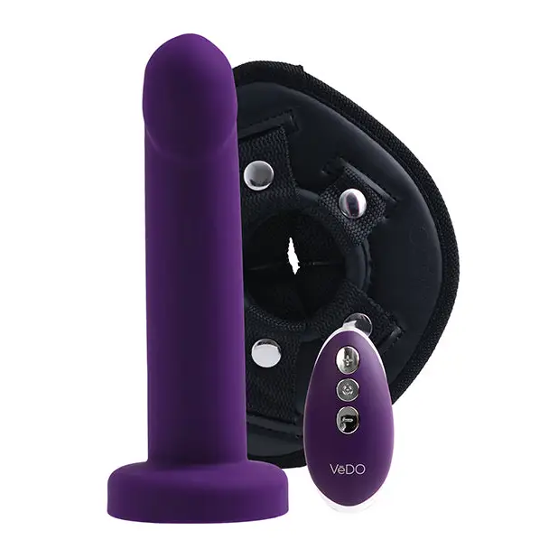 VeDO Strapped Rechargeable Vibrating Strap On, Deep Purple