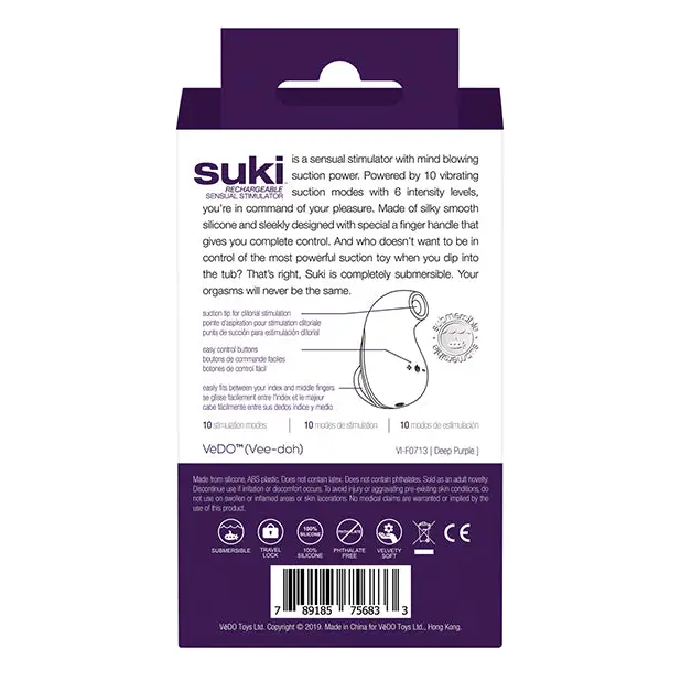 VeDO Suki Rechargeable Vibrating Sucker - Deep Purple - Stimulators