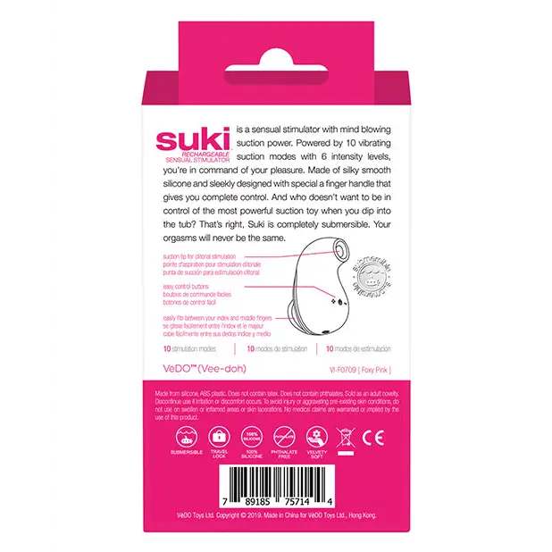 VeDO Suki Rechargeable Vibrating Sucker - Foxy Pink - Stimulators