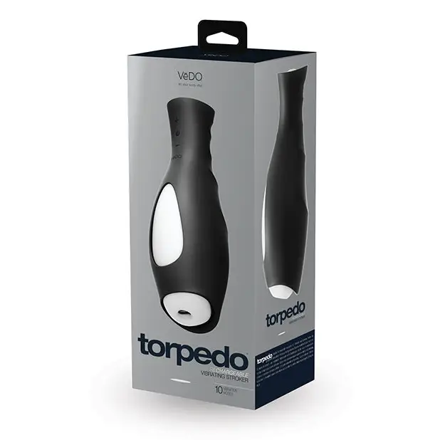 VeDO Torpedo Vibrating Rechargable Stroker - Just Black - Dolls & Masturbators