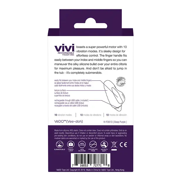 VeDO VIVI Rechargeable Finger Vibe - Deep Purple - Vibrators