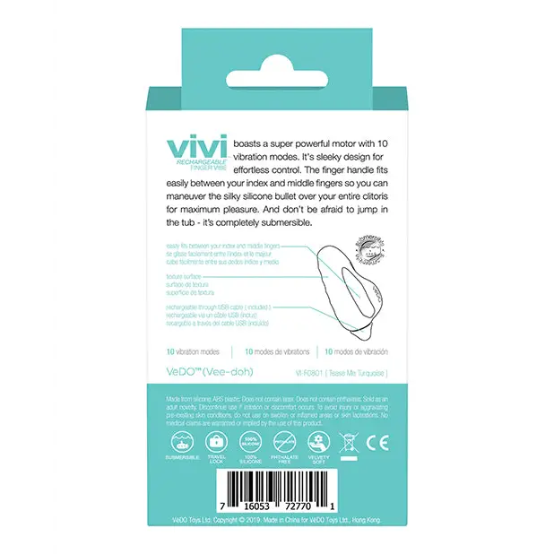 VeDO VIVI Rechargeable Finger Vibe - Tease Me Turquoise - Vibrators