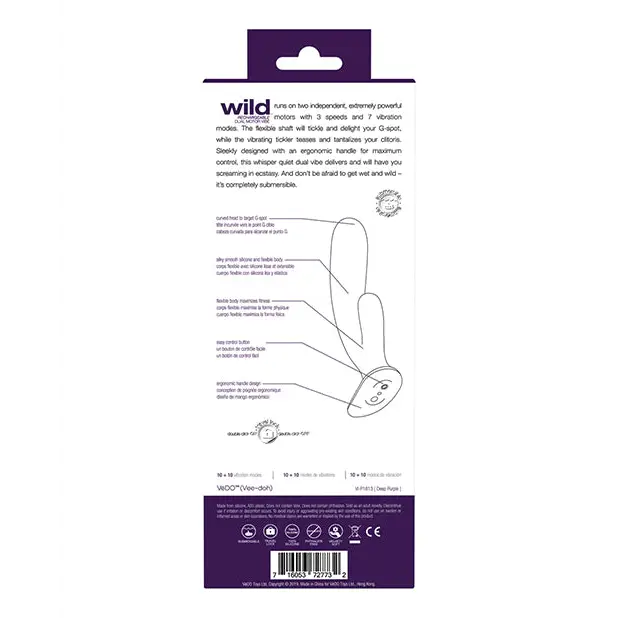 VeDO Wild Rechargeable Dual Vibe - Purple - Vibrators