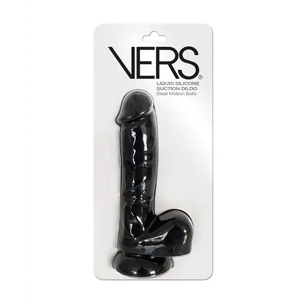 VERS Liquid Silicone Suction Dildo - Black - Dongs & Dildos