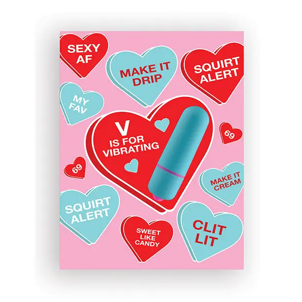 Vibe Hearts Naughty Greeting Card w/Rock Candy Vibrator & Fresh Vibes Towelettes