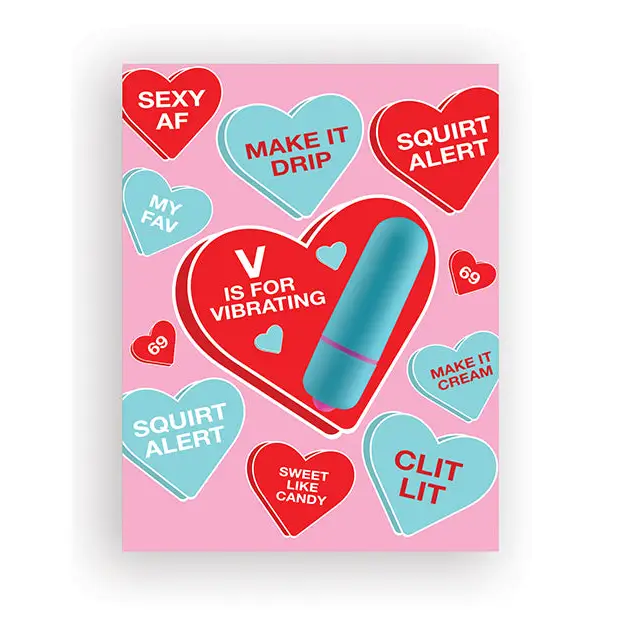 Vibe Hearts Naughty Greeting Card w/Rock Candy Vibrator & Fresh Vibes Towelettes